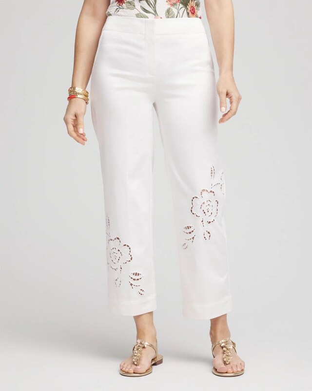 Sateen Cutout Cropped Pants - image 1